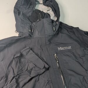 Membrain Marmot Mens Small Black Jacket Rain‎ Ski Detachable Hood